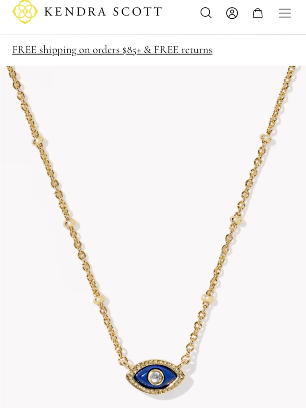 Kendra Scott Gold-Tone Necklace with Blue Evil Eye Pendant - Picture 7 of 7